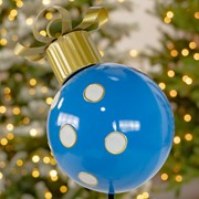 Zaer Ltd. International 26" Tall Blue & White Polka Dot Christmas Ball Ornament Metal Garden Stake ZR210604 View 5