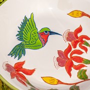 Zaer Ltd. International 15" Tall Porcelain Birdbath with Hand Painted Hummingbird & Flower "Walela" ZR188162 View 5