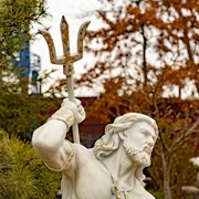 Zaer Ltd. International 48" Tall Magnesium Merman Garden Statue Throwing Trident in Antq. Grey "Scotty" ZR343048-GY View 5