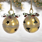 Zaer Ltd International Set of 9 Assorted Antique Gold Oversized Hanging Metal Christmas Bells ZR200891-SET View 5