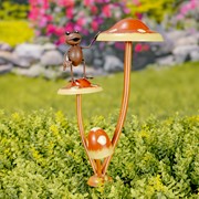 Zaer Ltd International Pre-Order: Set of 6 Assorted Friendly Frogs on Iron Mushroom Garden Stakes ZR652407-SET View 5