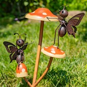 Zaer Ltd International Set of 6 Assorted Bustling Butterflies on Iron Mushroom Garden Stakes ZR652408-SET View 5
