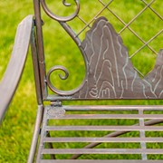Zaer Ltd International Round Top Iron Garden Bench with Flying Eagle Backrest "Klamath" ZR220864-BZ View 5