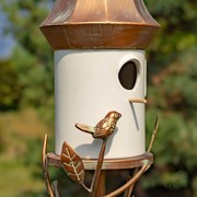Zaer Ltd International 69.75" Tall Iron & White Porcelain Birdhouse Stake "Vienna" ZR225216-CP View 5