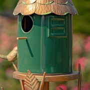 Zaer Ltd International 68.75" Tall Iron & Dark Green Porcelain Birdhouse Stake "Prague" ZR225217-CP View 5
