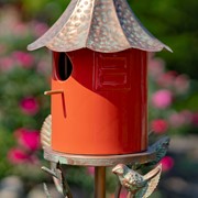 Zaer Ltd International Pre-Order: 69.25" Tall Iron & Orange Porcelain Birdhouse Stake "Amsterdam" ZR225219-CP View 5