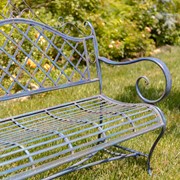 Zaer Ltd International "Stephania" Victorian-Style Iron Garden Bench in Cobalt Blue ZR090517-BL View 5