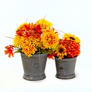 Zaer Ltd. International Set of 2 Galvanized Round Iron Planters with Moving Handles in Antique Grey ZR831012 View 5