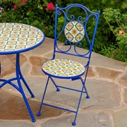 Zaer Ltd. International "Nantucket" Three Piece Mosaic Bistro Set - White, Yellow & Blue ZR850714-63-SET View 5