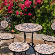 Zaer Ltd. International "Medora" Three Piece Mosaic Bistro Set - Stone Grey & Tan ZR850114-69-SET View 5