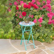 Zaer Ltd. International "Baton Rouge" 23in. Tall Mosaic Folding Plant Stand - Blue, Green & R ZR850916 View 5