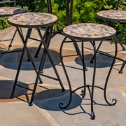 Zaer Ltd. International "St. Augustine" 23in. Tall Mosaic Folding Plant Stand - Stone & Brown ZR850516 View 5