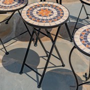 Zaer Ltd. International "Sedona" 23in. Tall Mosaic Folding Plant Stand - Tan & Blue ZR850216 View 5