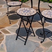 Zaer Ltd. International "Medora" 23in. Tall Mosaic Folding Plant Stand - Stone Grey & Tan ZR850116 View 5