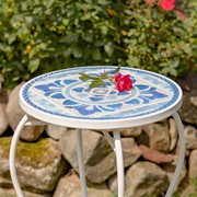 Zaer Ltd. International Pre-Order: "Cape May" 22in. Tall Mosaic Pedestal Plant Stand - White & Blue ZR850191 View 5