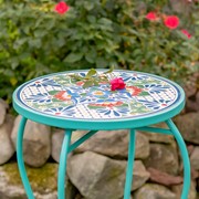 Zaer Ltd. International Pre-Order: "Baton Rouge" 22in. Tall Mosaic Pedestal Plant Stand - Blue/Green/Red ZR850915 View 5