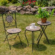 Zaer Ltd. International "Medora" 22in. Tall Mosaic Pedestal Plant Stand - Stone Grey & Tan ZR850115 View 5
