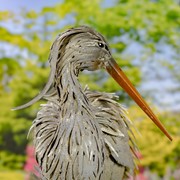 Zaer Ltd. International Set of 2 Great Blue Heron Metal Outdoor Figurines ZR230425-SET View 5