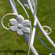 Zaer Ltd. International 6.8ft. Tall Heart-Shaped Iron Bench in Antique White "Amore" ZR230422-AW View 5