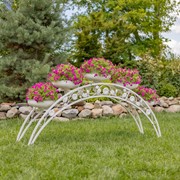 Zaer Ltd. International Pre-Order: 6.6ft. Long Bridge-Like Iron Plant Stand in Antique White "Stockholm" ZR230421-AW View 5