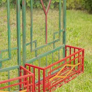 Zaer Ltd. International 16ft Long Pagoda Style Iron Garden Gate w/4Planters in Green-White-Gold "Batumi" ZR230426-GR View 5