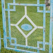 Zaer Ltd. International 16ft. Long Pagoda Style Iron Garden Gate w/4 Planters in Soft Blue "Batumi" ZR230426-LB View 5