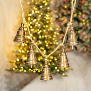 Zaer Ltd International Set of 4 Asst. Hanging Five Piece Metal Bell Decorations in Gold "Fanny Bright" ZR233008-GDS View 5