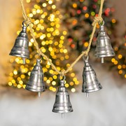 Zaer Ltd International Pre-Order:Set/4 Asst Hanging 5pc Metal Bell Decorations in Silver "Fanny Bright" ZR233008-SVS View 5