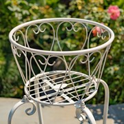 Zaer Ltd International Set of 2 Ornate Flower Basket Plant Stands in Antique White "Medellín 1972" ZR238114-AWS View 5