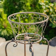 Zaer Ltd International Set of 2 Ornate Flower Basket Plant Stands in Antique Bronze "Medellín 1972" ZR238114-BZS View 5