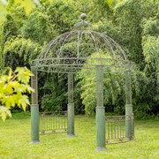 Zaer Ltd International 12.5ft. Tall Ornate Round Iron Garden Gazebo in Antique Green "Medellín 1972" ZR210177-GR View 5