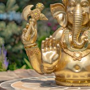 Zaer Ltd International 25.2" Tall Ornate Metallic Gold Polyresin Ganesh Statue ZR920352 View 5