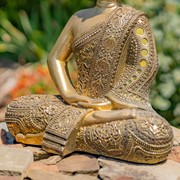 Zaer Ltd International 19.1" Tall Frosted Gold Polyresin Buddha in Dhyana Mudra ZR920401 View 5