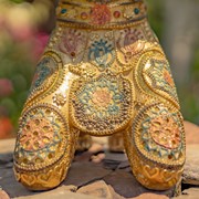 Zaer Ltd International 20.5" Tall Polyresin Thai Kneeling in Prayer Buddha with Mandala ZR920503 View 5