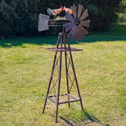 Zaer Ltd International 59.8" Tall Iron Windmill with Feeding Roosters & Weather Vane ZR548540 View 5