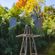 Zaer Ltd International 59.8" Tall Iron Windmill with Mother Duck & Hatchlings on Weather Vane ZR548542 View 5