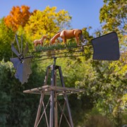 Zaer Ltd International 59.8" Tall Iron Windmill with Horse Family on Weather Vane ZR550920 View 5