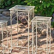 Zaer Ltd. International Set of 3 Square Metal Plant Stand Tables in Antique White "Copenhagen 1843"" ZR220735-AW View 5