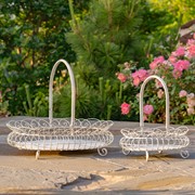 Zaer Ltd. International Set of 2 Freestanding Garden Baskets in Antique White "Stephania" ZR220714-AW View 5