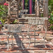 Zaer Ltd. International Set of 2 Standing Iron Plant Stands with Round Baskets in Ant. White "Stephania" ZR220385-AW View 5