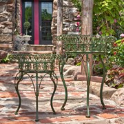 Zaer Ltd. International Set of 2 Standing Iron Plant Stands with Round Baskets in Ant. Green "Stephania" ZR220385-GR View 5