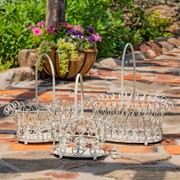 Zaer Ltd. International Set of 3 Decorative Metal Wire Garden Baskets in Antique White "Stephania" ZR220402-AW View 5