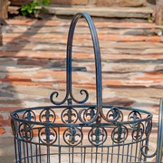 Zaer Ltd. International Set of 3 Iron Garden Baskets with Handles in Cobalt Blue "Copenhagen 1843" ZR220405-BL View 5