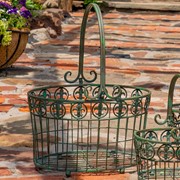Zaer Ltd. International Set of 3 Iron Garden Baskets with Handles in Verdi Green "Copenhagen 1843" ZR220405-VG View 5