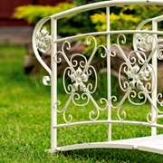 Zaer Ltd International 40.5" Long Iron Garden Bridge with Embellished Handle Bars in White "Stephania" ZR220597-AW View 5