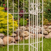 Zaer Ltd International 7.7ft Tall Three Wall Iron Trellis with Fleur-de-lis in Ant. White "Paris 1968" ZR220413-AW View 5