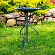 Zaer Ltd International 28.75" Tall Ornate Iron Birdbath with 3 Small Birds in Cobalt Blue "Stephania" ZR220411-BL View 5