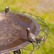 Zaer Ltd International 28.75" Tall Ornate Iron Birdbath with 3 Small Birds in Frosted Gold "Stephania" ZR220411-FG View 5