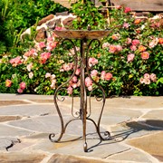 Zaer Ltd International 28.75" Tall Ornate Iron Birdbath with 3 Small Birds in Copper-Bronze "Stephania" ZR220411-CB View 5