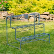 Zaer Ltd International Three Tier Metal Riser Plant Stand Display in Cobalt Blue "Stephania" ZR220414-BL View 5